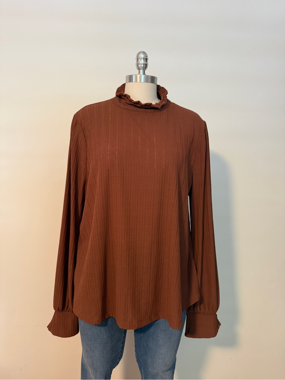 Anthropologie Mock Neck Long Sleeve Blouse